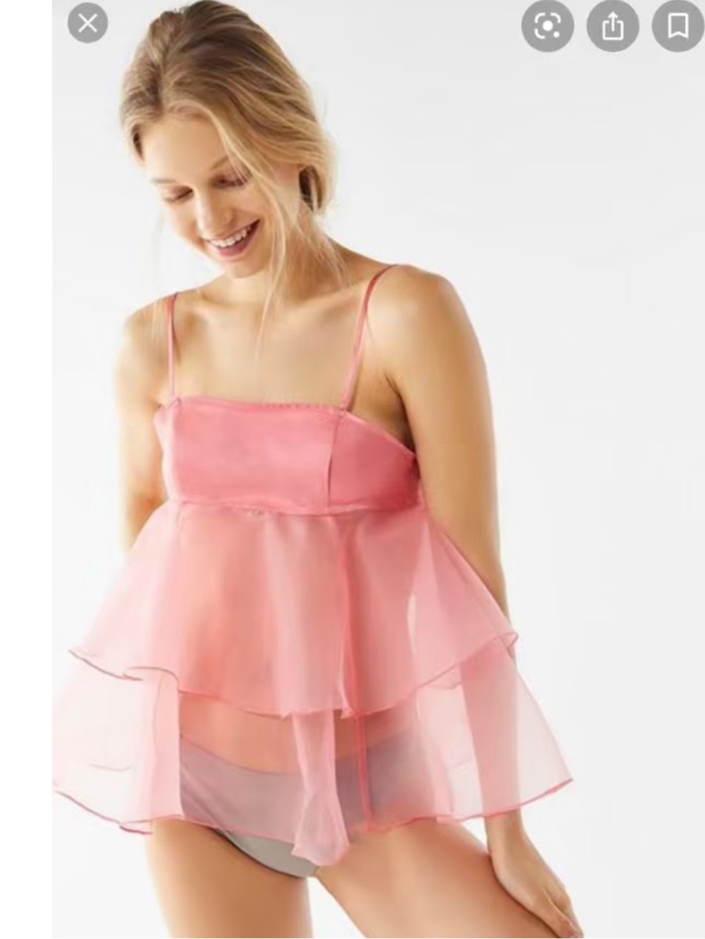 Urban Outfitters Out From Under Jasmine Tiered Organza Pink Top s